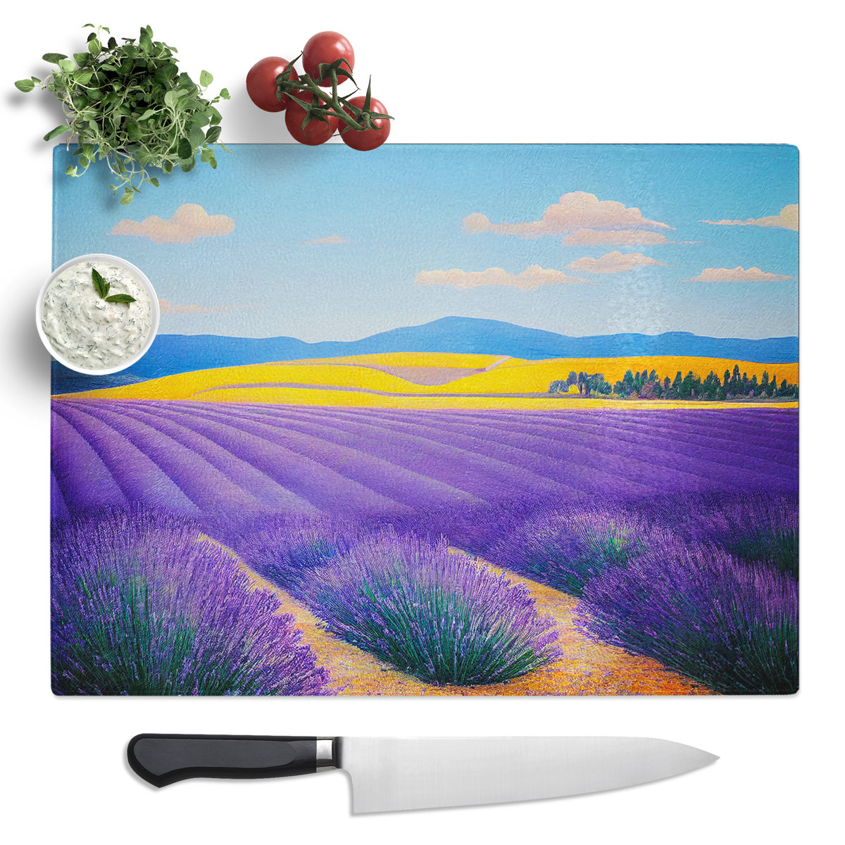 Big Box Art Awesome Lavender Flower Field Glass Chopping Board